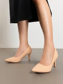 Women High Stiletto Heels Closed Pointed Toe Dress Pumps Shoes For  Wedding Work Office Business, 3 Inches SIZE UP - 杏色/牛巴革 - 查看 2