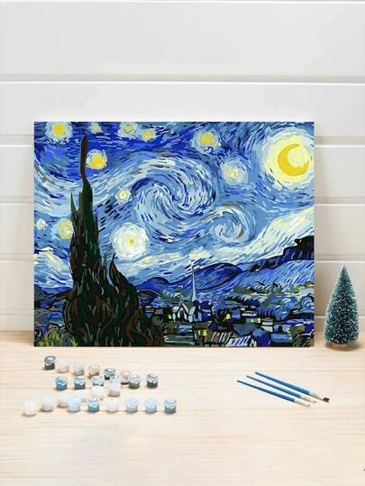 Kit Di Pittura A Numero Fai-da-te - Design Artistico Notte Stellata - Kit Di Pittura Artistica, Il Miglior Regalo Per Camera Da Letto E Decorazione Parete, Amici O Familiari