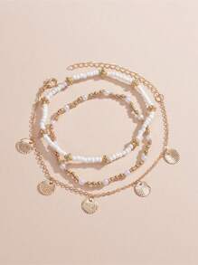 3pcs Round Charm Anklet