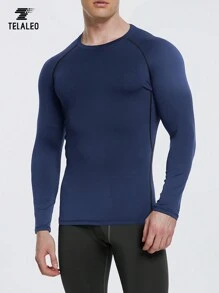 TELALEO Boyfriend Style Men's 6pcs/Set Compression Breathable Long Sleeve Sport T-Shirt For Spring And Summer Outdoor Exercise, Running Compression Shirt Gym Top - Multicolor - View 2