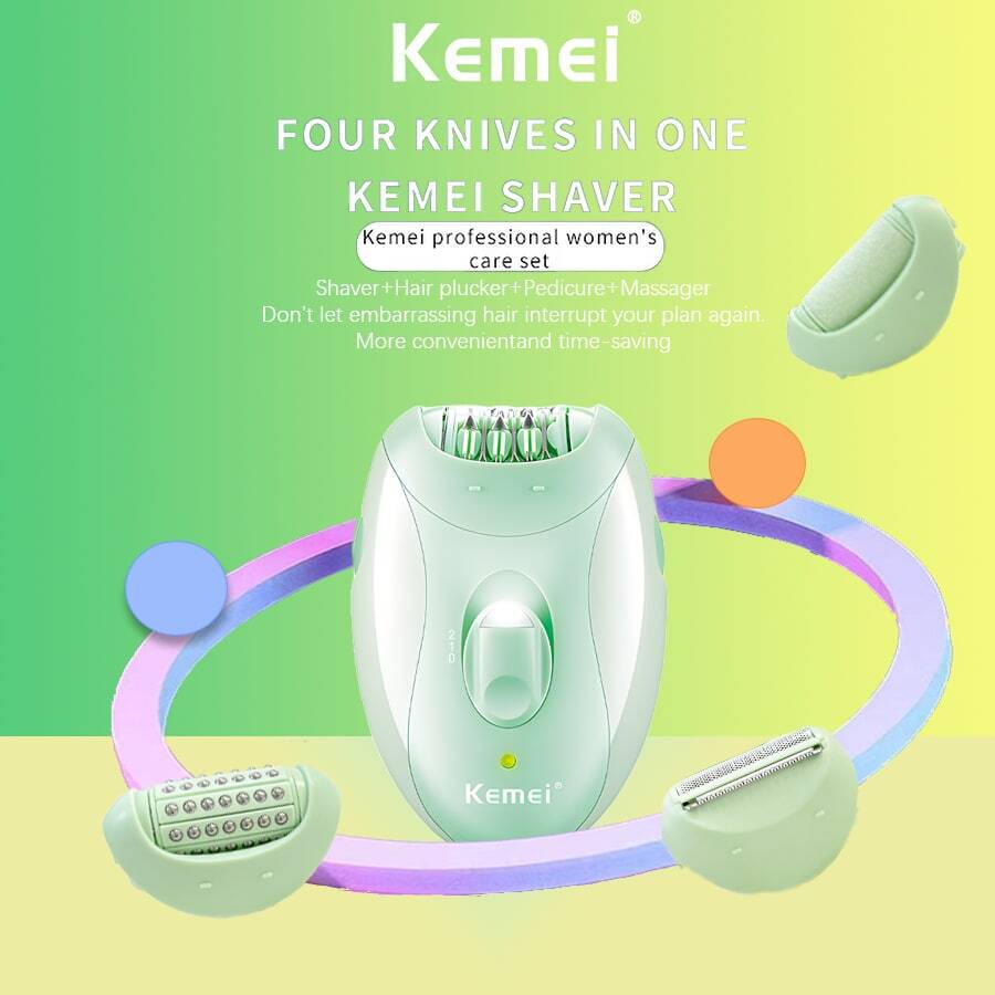 Face Body Hair Removal Lady Bikini Trimmer Shaving Machine Kemei KM-6037 Rechargeable Women Epilator Electric Shaver Razor