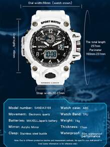 SANDA Top Luxury Brand New Arrival Men Watches 50M Waterproof Outdoor Sports Fishing Camping  Wrist Watch Digital Quartz Dual Display Stop-Watch Back Light Calendar Alarm Clock Multifunctional Date Week Wristwatch Electronic For Male Birthday Christmas Funky Gifts Relogio Masculino Halloween Back To School Supplies Teenager Stuff