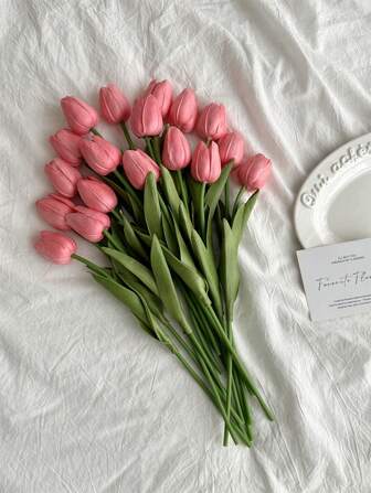 3pcs Tulip Artificial Flowers Decorations For Home Living Room Bedroom Fake Flowers, Valentine Day, Gift Gifts Birthday Graduation