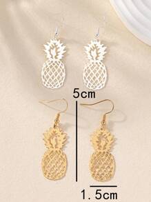 Multicolor Fashionable Creative Vintage Alloy Pineapple Dangle Earrings,Cute Fruit Design Accessory - Gold - View 6