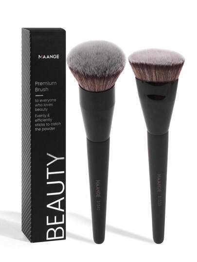 MAANGE 2pcs Professional Facial Makeup Brush Set,Makeup Tools With Soft Fiber For Easy Carrying,Foundation Brush,Powder Brush,Blush Brush,Brush Set For Travel,Foundation Brush,Concealer Brush,Blush Brush,Contour Brush,Blush Brush,Bronzer Brush,Powder Brush,Foundation Brush,Blush Brush