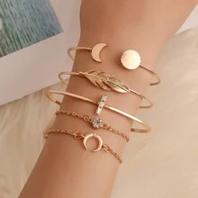 1 bộ Của phụ nữ Bộ vòng đeo tay , Đúng mốt Thiết kế hình học Vòng tay Và Kết cườm Sợi - Nhiều màu - Xem 6