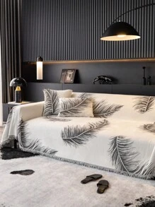 1入組現代陳ille現代防滑沙發毛巾,全覆蓋四季沙發套,適用於沙發桌布、野餐墊、臥室、客廳、辦公室和戶外活動 - 黑色 - 查看 3