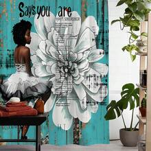 1入組印花浴簾,防水浴簾,附12塑料鉤,可機洗,適用於浴室隔斷、浴缸浴簾、浴室裝飾窗簾 - 彩色 - 查看 1