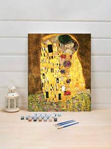 Klimt's The Kiss Art Personalized Diy Digital Oil Painting Kit, Artistic Oil Painting Set, Ideal For Bedroom And Wall Decoration, Best Gift For Friends - Yellow - View 1