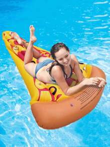 1pc Pizza Slice Inflatable Float With Drink Holder, Multi-Person Thickened Inflatable Lounger For Adults, Random Style Beach Essentials Swimming Games - Multicolor - View 5