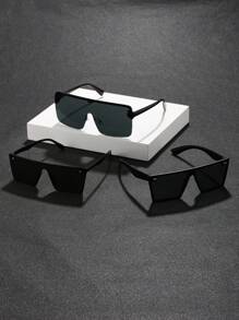 3 Stücke Herren Geometrische Plastikrahmen Coole Klassische Schwarze Gläser für Outdoor Klettern Radfahren Zubehör Strand Zubehör Sonnenbrillen für Sommer Strand Urlaub, Outdoor, Reise