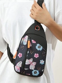 [圣诞节] 男士运动胸前斜挎包，时尚单肩包，全牛津布休闲骑行背包时尚休闲户外圣诞节感恩节秋季旅行字母印花涂鸦印花男士礼物徒步旅行徒步旅行礼物学生大容量多功能便携爸爸礼物男友礼物搞笑礼物男士节日礼物胸包男士侧包挎包皮包流浪包臀包 - 彩色 - 查看 4