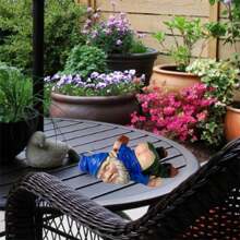 1pcDrunk Gnome Statue Outdoor Decoration, Fun Knome Sculpture Yard Decoration Lawn Patio Gnome Decoration, Perfect For Housewarming, Valentine's Day, Weird Garden Gifts - Blue - View 6