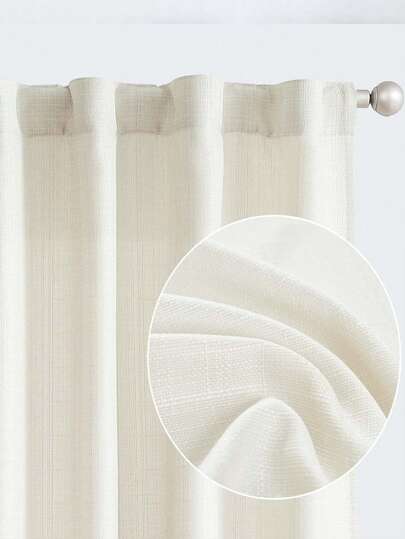 1pc Minimalist & Fashionable Linen-Look Curtain, Suitable For Bedroom, Japanese-Style Sheer Fabric Blocks Light & UV, Ideal For Farmhouse & Holiday Home Windows, High Quality Bedroom Sheer Curtain, Multiple Sizes Available