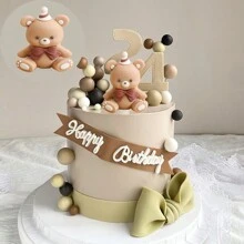 1 件熊蛋糕装饰熊娃娃装饰品插入生日蛋糕装饰 1 岁生日派对性别揭晓 - 1pc - 查看 2
