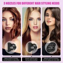 Ionic Hair Dryer, 1800W Professional Hair Dryer (With Powerful AC Motor), Negative Ion Technology, 3 Heat/2 Speed/Cold Settings, Contains 2 Nozzles And 1 Diffuser, For Home Salon Travel Women Kids - Grey - View 4