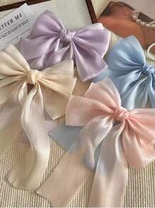 4个/套奶油色蕾丝蝴蝶结发夹，女性化发饰，情人节理想之选，情人节爪夹发卡，学生用品，优雅，学院风，冬季女装，蝴蝶结，可爱