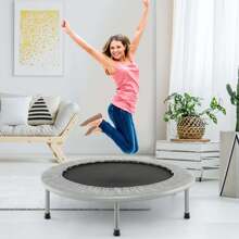 Goplus 38'' Mini Folding Trampoline Portable Recreational Fitness Rebounder Pink/Blue/Grey - Grey - View 5
