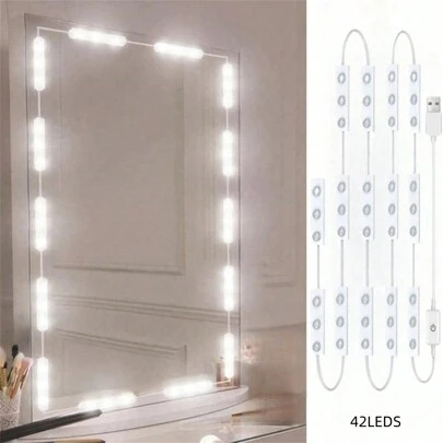 1pc Touch Sensor Vanity Mirror Light, USB Powered Adjustable Brightness LED Makeup Light, Easy To Install No Drilling Bathroom Dressing Table Light (Product Does Not Include Mirror)