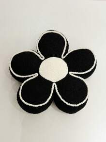 1個泰迪絨3d花形靠墊枕頭,附帶填充物 - 黑色 - 查看 5