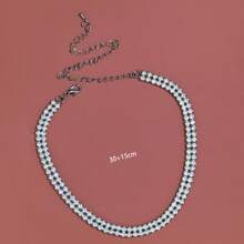 1 Pieza Collar Colgante De Diamantes De Imitación Simple Y De Moda Para Mujeres, Accesorio Diario - Plateado - Ver 23