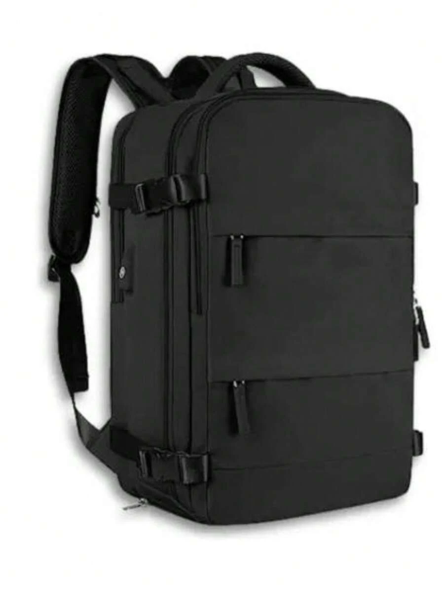Mochila de viagem Oxford-impermeável para mulheres, mochila de esportes ao ar livre, casual, carregamento USB, laptop, mochila escolar - Preto - Visão 1
