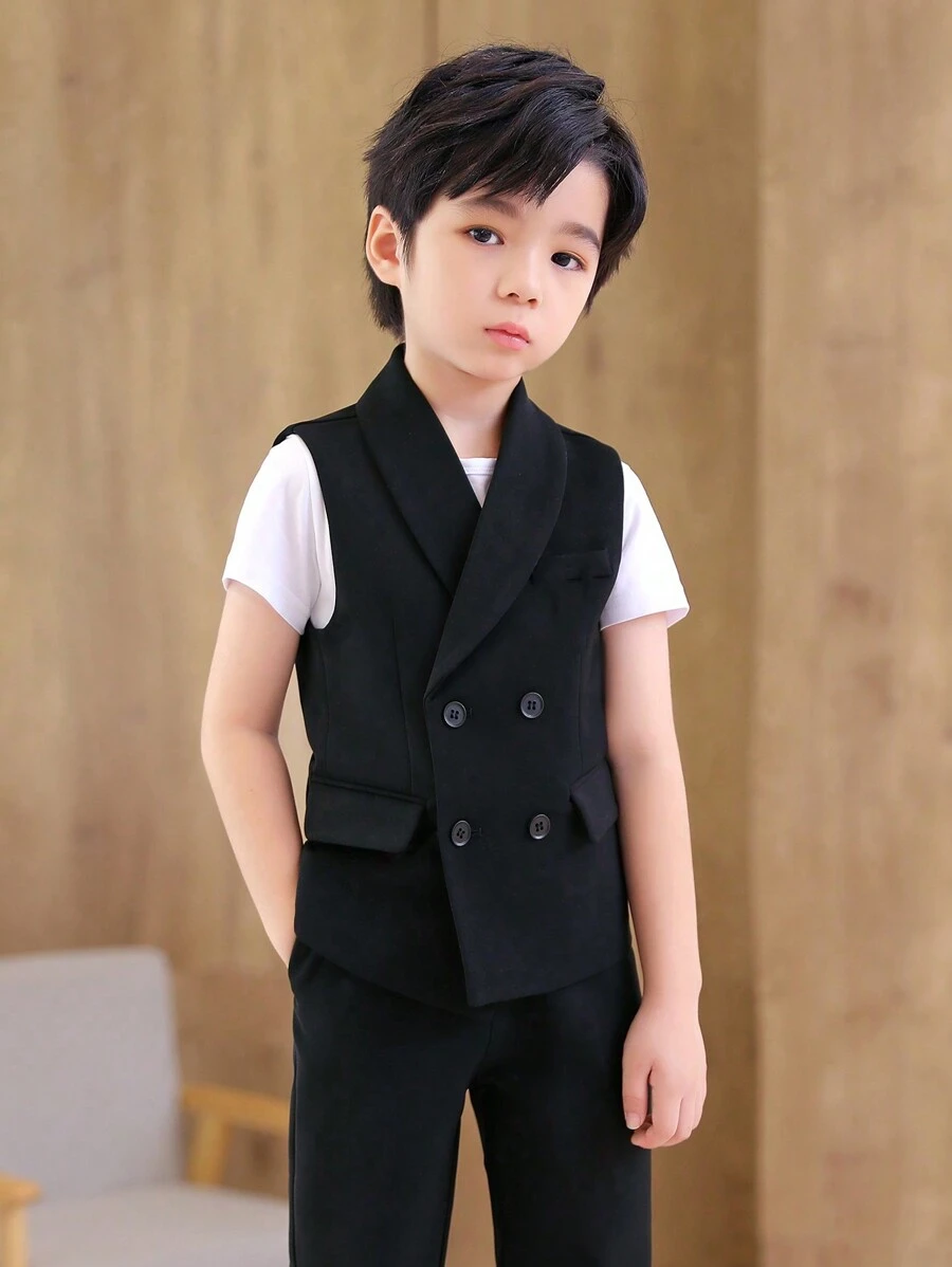 3pcs/Set Young Boy Vest, Pants, Bow Tie Suit, For Birthday, Christmas, Weddings