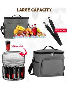 午餐袋保溫晚餐袋，便攜式女士工作早餐盒帆布手提袋野餐旅行冷藏盒，適用於學校兒童食品午餐袋學生防水拉鍊手提袋袋子前綴字母A到Z粉色字母印花學校組織袋老師收納袋課室袋課室組織袋 - 灰色 - 查看 3