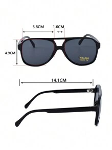 1 pieza Gafas de moda estilo piloto retro de los años 80/90, gafas de moda con doble puente clásico, adecuadas para hombres y mujeres, para vacaciones de verano y uso diario, con marco negro y naranja, bisagras de plástico y metal duraderas, en caja de regalo, regalo para el Día del Padre y San Valentín, para parejas - Negro - Ver 9