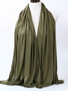 1條女士純色珍珠裝飾雪紡披肩圍巾,時尚百搭 - 彩色 - 查看 6