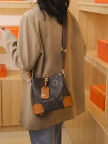 1 pièce Nouveau sac bandoulière à blocs de couleurs de mode avec design de lettre chic, parfait pour un usage quotidien et professionnel des femmes, automne et hiver