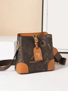 1 pièce Nouveau sac bandoulière à blocs de couleurs de mode avec design de lettre chic, parfait pour un usage quotidien et professionnel des femmes, automne et hiver