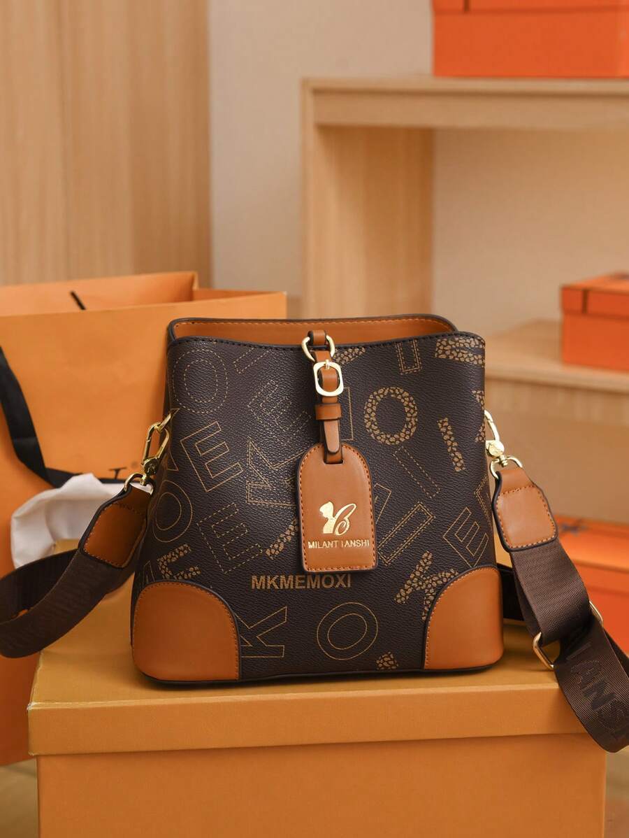 1 pièce Nouveau sac bandoulière à blocs de couleurs de mode avec design de lettre chic, parfait pour un usage quotidien et professionnel des femmes, automne et hiver