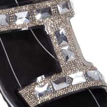 Sandalia para mujer  color negro plana y con piedras 1114626 - Negro - Ver 6