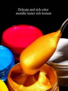 銀色丙烯顏料、佛光金顏料、金色小顏料、銀色金屬色顏料,適用於牆面繪畫 - 銀色 - 查看 6