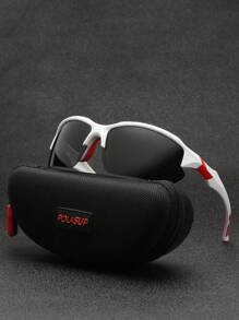 POLASUP 1pc Polarized Semi-Rimless Men's Outdoor Cycling Sports Glasses With Silicone Foot Cover, Soft Nose Pad, Windproof, Suitable For Sports And Travel Beach Accessories Glasses Shades Easy Comfort Casual Outfits Outdoor Cycling Glasses For Summer Beach Vacation,Outdoor,Travel