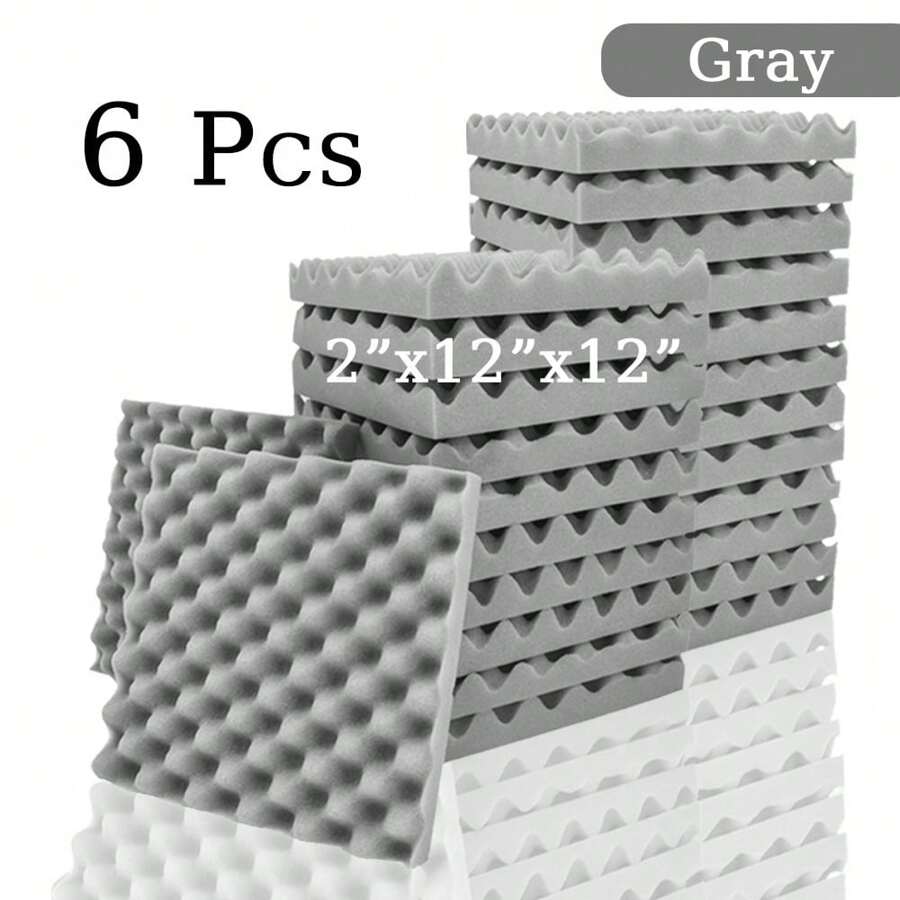 6/12/24 Pcs Egg Crate Acoustic Foam Fireproof Soundproofing Foam KTV