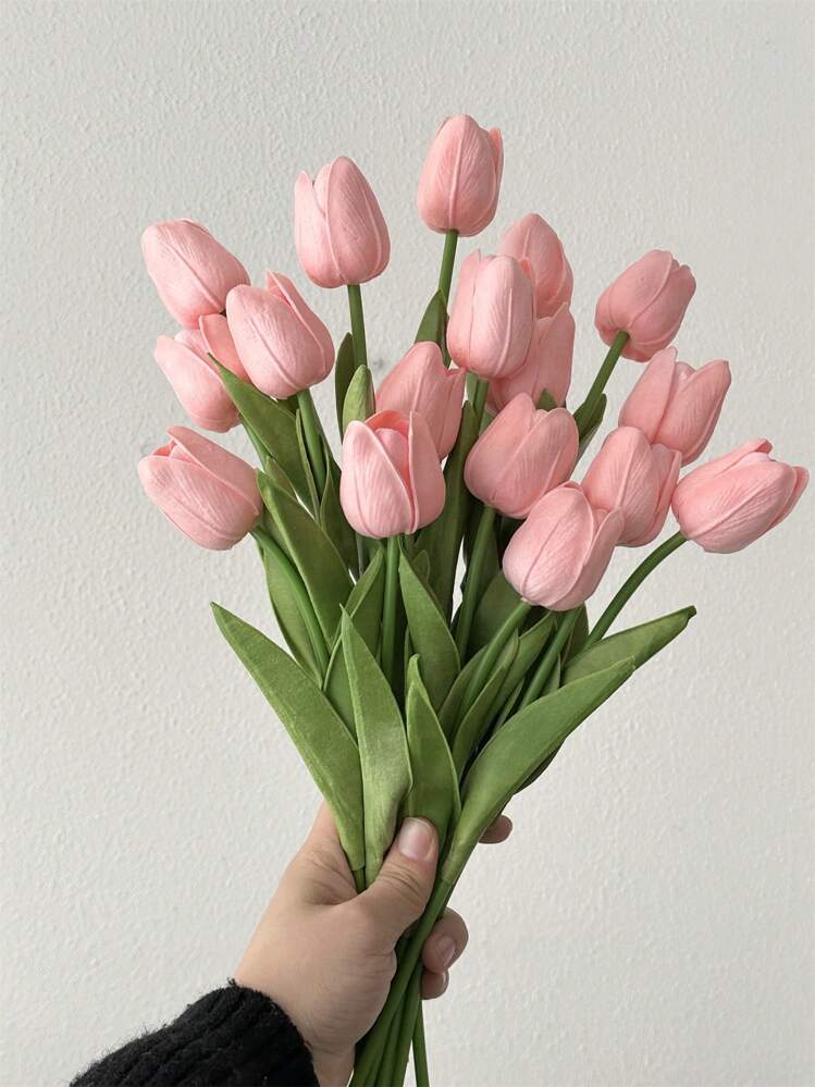 3pcs Tulip Artificial Flowers For Home Decoration, Living Room Bedroom Decorative Faux Flowers,Fake Plants,Fall Decor,Room,Desk,Garden Decor,Room Decoration Stuff, Valentine Day, Gift Gifts Birthday Graduation - Dusty Pink - View 5