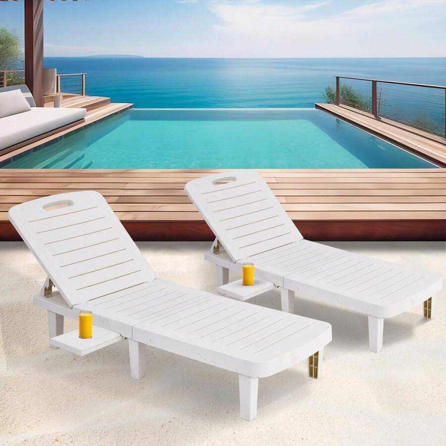 SoarFlash HDPE Sunbed Patio Chaise Lounge Set Of 2, All Weather Outdoor