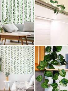 MEHELANY 12/1件/包 人造绿色常春藤藤蔓，逼真悬挂式常春藤花环，适用于婚礼、卧室、花园、阳台、秋千、商场、楼梯装饰、植物背景、丛林主题派对，易于安装和拆卸 - 綠色 - 查看 4