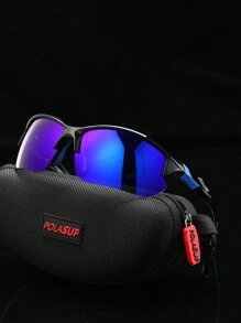 POLASUP 1pc Polarized Semi-Rimless Men's Outdoor Cycling Sports Glasses With Silicone Foot Cover, Soft Nose Pad, Windproof, Suitable For Sports And Travel Beach Accessories Glasses Shades Easy Comfort Casual Outfits Outdoor Cycling Glasses For Summer Beach Vacation,Outdoor,Travel