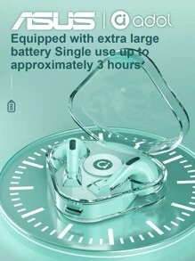 ASUS耳塞式無線耳機內建麥克風，多功能運動音樂，適用於新高品質充電盒 - 綠色 - 查看 7