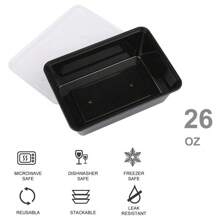 50pcs/Pack Disposable Meal Prep Container, 26oz (About 737.1g) Reusable Microwave Safe Plastic Box With Lid, Stackable, Freezer & Dishwasher Safe, Ideal For Packing Fruits/Vegetables/Food, Black Rectangular Shape
