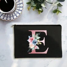 1 件带字母印花的多用途拉链化妆包，适用于洗漱用品、手机收纳、钱包、手拿包、伴娘化妆包、化妆刷收纳包、化妆品收纳，可存放口红、刷子、护肤品、手机、硬币、小物品，适用于家居、礼物、度假和节日万圣节圣诞节多功能用途，波西米亚风，适用于假日海滩、浴室收纳、卧室收纳，大容量 - 粉色 - 查看 27