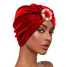 Thời trang Trân châu Nhẫn trang trí Khăn xếp Mũ Thanh lịch Đàn hồi Quấn đầu Nhẹ Thoáng khí Đầu Khăn quàng cổ Nhung Mũ lưỡi trai Đối với phụ nữ - A - Xem 3
