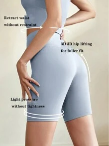 1PC Sports And Fitness Shapewear Shorts, Capris, Peach Running Pants, High Waist Elastic Tight Pants, Small Foot Yoga Pants, Women's Tight Pants - Purple - View 8