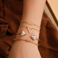 1 bộ Của phụ nữ Bộ vòng đeo tay , Đúng mốt Thiết kế hình học Vòng tay Và Kết cườm Sợi - Nhiều màu - Xem 21