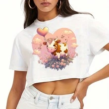 1/2 件可爱奶牛熨烫热转印乙烯基 T 恤 DIY 服装 T 恤面具牛仔裤背包帽子枕头简易热压贴花个性化风格可水洗热转印设计 - 彩色 - 查看 6