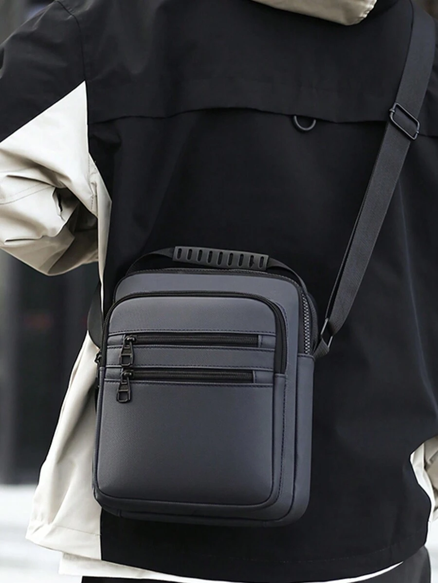 新款時尚極簡胸包,可調節肩帶,通用的拉鍊小背包,運動休閒單肩包、斜挎包、臀包,旅遊商務與假日旅遊必備,男士便攜禮物,爸爸禮物,情人節禮物。 - 黑色 - 查看 1