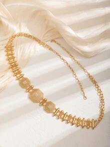 A Multi-Color Zinc Alloy  Popular Bridal Style Waist Chain With Hollow Design Inlaid With Diamond Design Adjustable Chain To Meet The Bride In The Wedding Occasion To Wear, Party Banquet Dinner Birthday Party Attended A Hundred Style Waist Chain - Arabic Popular Styles - View 2